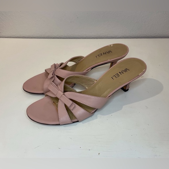 Vaneli Vintage Y2K Blush Pink Kitten Heels with a bow Size 7.5 - Picture 1 of 9